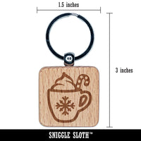 Christmas Hot Cocoa Engraved Wood Square Keychain Tag Charm