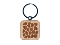 Stone Wall Pavement Pattern Engraved Wood Square Keychain Tag Charm