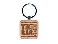 Tiki Bar Engraved Wood Square Keychain Tag Charm