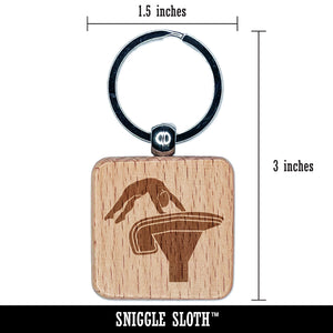 Vault Artistic Gymnastics Engraved Wood Square Keychain Tag Charm