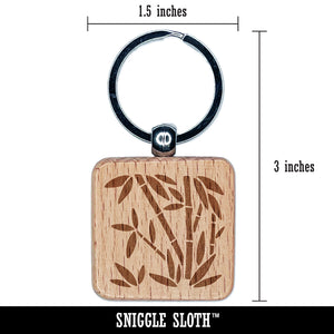 Bamboo Plants Engraved Wood Square Keychain Tag Charm