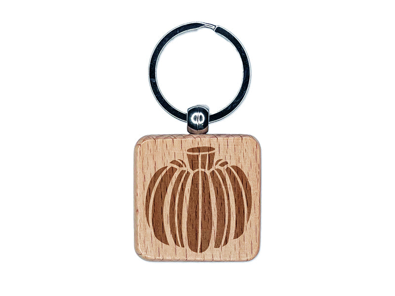 Fall Autumn Pumpkin Engraved Wood Square Keychain Tag Charm