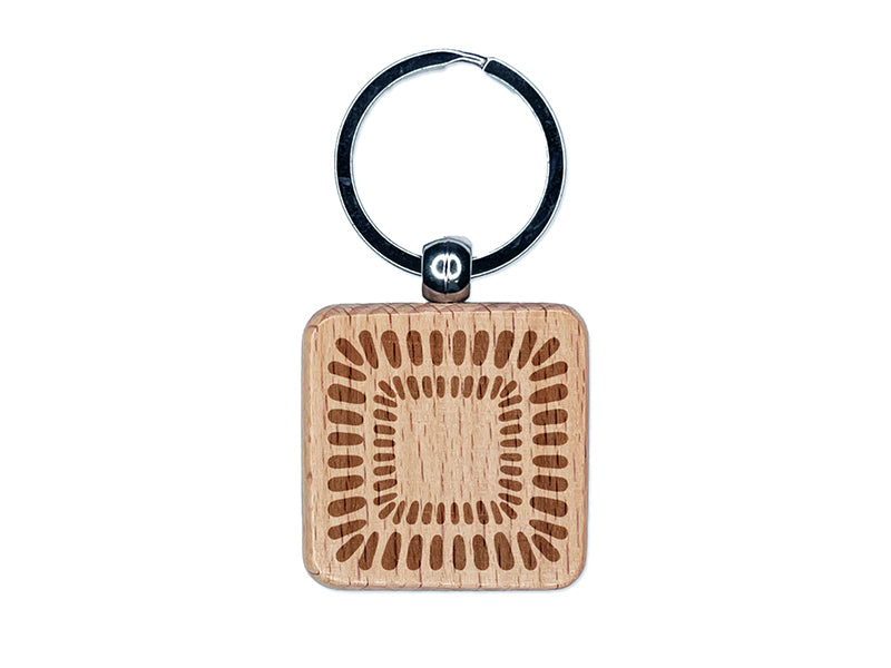 Modern Square Tile Engraved Wood Square Keychain Tag Charm