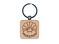 Pearl in Shell Engraved Wood Square Keychain Tag Charm