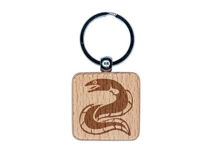 Eel Conger Long Fish Engraved Wood Square Keychain Tag Charm