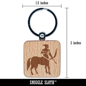 Centaur Mythical Creature Half Horse Man Saggitarius Engraved Wood Square Keychain Tag Charm