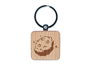 Meteorite Asteroid Space Rock Debris Engraved Wood Square Keychain Tag Charm