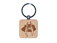 Sad Crying Rain Cloud Engraved Wood Square Keychain Tag Charm