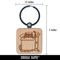 Cat in Box Blank for Notes Lists Memos Engraved Wood Square Keychain Tag Charm