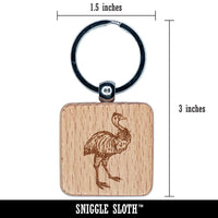 Emu Large Australian Flightless Bird Engraved Wood Square Keychain Tag Charm