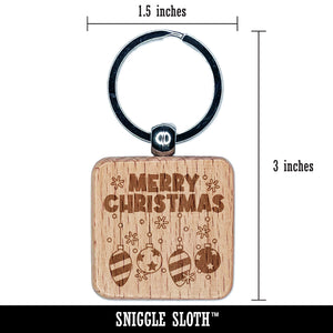 Merry Christmas Hanging Ornaments Engraved Wood Square Keychain Tag Charm