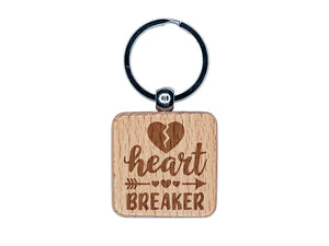 Heart Breaker Love  Valentine's Day Engraved Wood Square Keychain Tag Charm