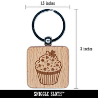 Shamrock Sprinkle Cupcake St. Patrick's Day Engraved Wood Square Keychain Tag Charm