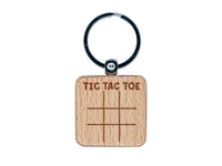 Tic Tac Toe Fill In Game Engraved Wood Square Keychain Tag Charm