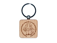 Cute Sleepy Baby Cthulhu Monster Engraved Wood Square Keychain Tag Charm