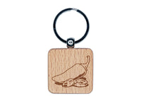 Jalapeno Hot Pepper with Seeds Engraved Wood Square Keychain Tag Charm