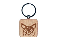 Peeking Deer Engraved Wood Square Keychain Tag Charm