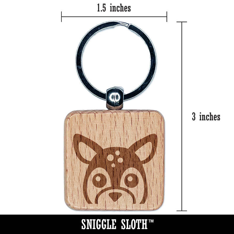 Peeking Deer Engraved Wood Square Keychain Tag Charm