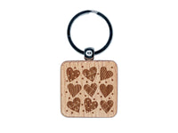 Artsy Hearts Love Engraved Wood Square Keychain Tag Charm