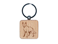 Dingo Australian Wild Dog Engraved Wood Square Keychain Tag Charm