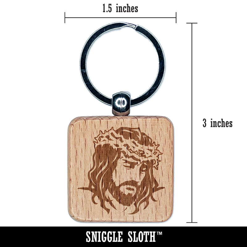 Jesus Christ Religious Christian Cross God Engraved Wood Square Keychain Tag Charm
