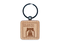 Liberty Bell Philadelphia Pennsylvania Travel Engraved Wood Square Keychain Tag Charm