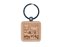 Mount Rushmore South Dakota Travel Engraved Wood Square Keychain Tag Charm