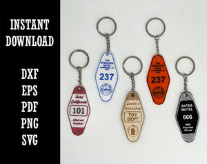 Motel Hotel Classic Retro Vintage Keychain Designs Digital Instant Download Templates SVG EPS DXF pdf png File for Laser or Cricut