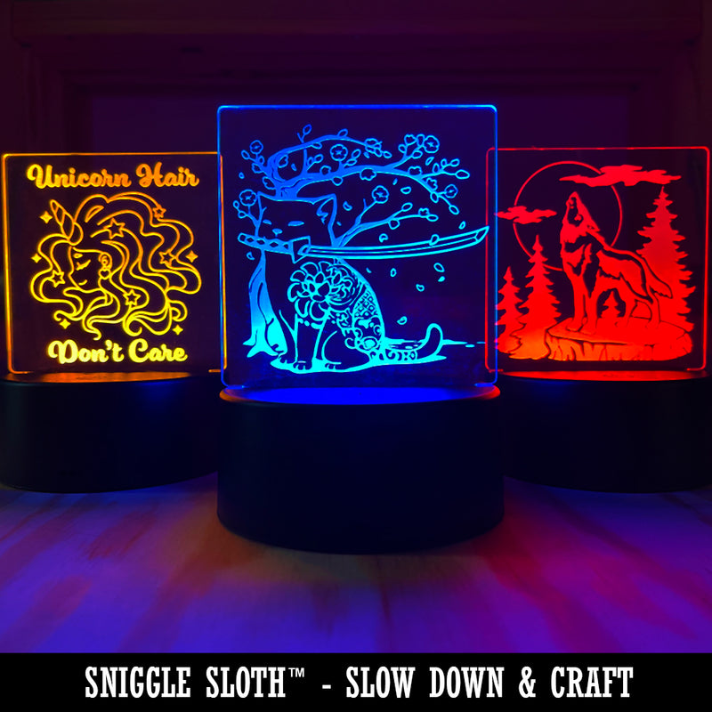Chubby Unicorn Running 3D Illusion LED Night Light Sign Nightstand Desk Lamp