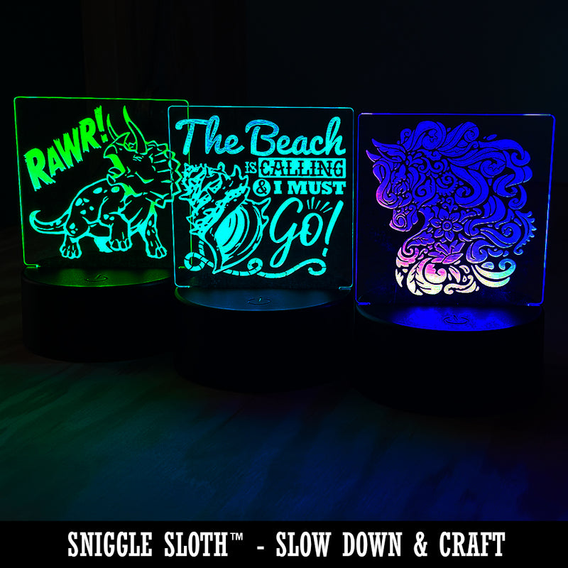 Dia De Los Muertos Mexican Sugar Skull Flowers Day of the Dead 3D Illusion LED Night Light Sign Nightstand Desk Lamp