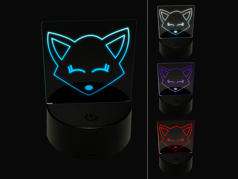 Fox Face 3D Illusion LED Night Light Sign Nightstand Desk Lamp