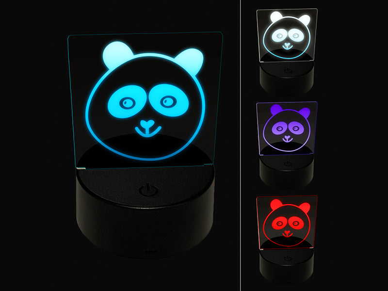 Happy Panda Face 3D Illusion LED Night Light Sign Nightstand Desk Lamp