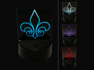 Fleur de Lis Outline 3D Illusion LED Night Light Sign Nightstand Desk Lamp