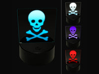 Skull and Crossbones Solid 3D Illusion LED Night Light Sign Nightstand Desk Lamp