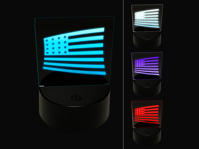 USA United States of America Flag Fun 3D Illusion LED Night Light Sign Nightstand Desk Lamp