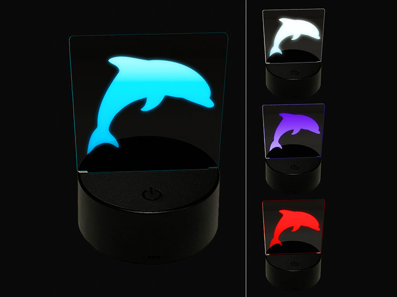 Dolphin Solid 3D Illusion LED Night Light Sign Nightstand Desk Lamp