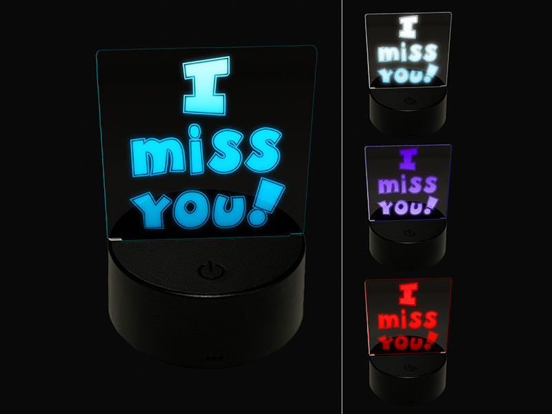 I Miss You Fun Text 3D Illusion LED Night Light Sign Nightstand Desk Lamp