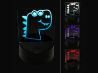 Silly Dinosaur Head Doodle 3D Illusion LED Night Light Sign Nightstand Desk Lamp