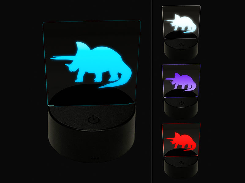 Triceratops Dinosaur Solid 3D Illusion LED Night Light Sign Nightstand Desk Lamp