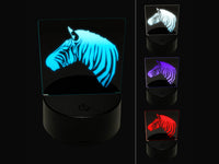 Zebra Head Profile Sketch 3D Illusion LED Night Light Sign Nightstand Desk Lamp