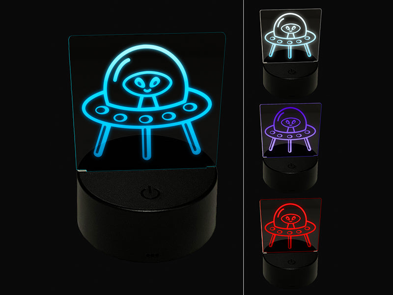 Alien Space Ship UFO 3D Illusion LED Night Light Sign Nightstand Desk Lamp