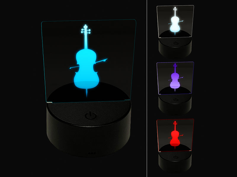 Cello Music Instrument Silhouette 3D Illusion LED Night Light Sign Nightstand Desk Lamp