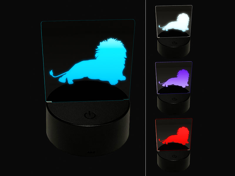 Lion Resting Solid 3D Illusion LED Night Light Sign Nightstand Desk Lamp