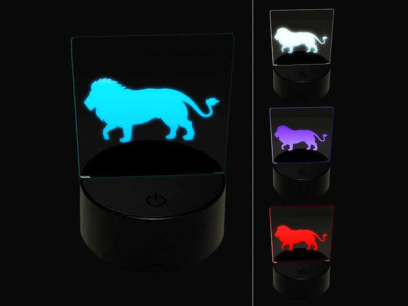 Lion Solid 3D Illusion LED Night Light Sign Nightstand Desk Lamp