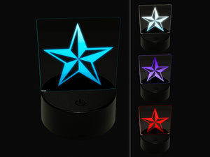 Nautical Star 3D Illusion LED Night Light Sign Nightstand Desk Lamp