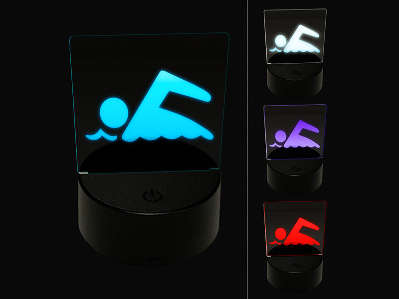 Swimming Symbol 3D Illusion LED Night Light Sign Nightstand Desk Lamp