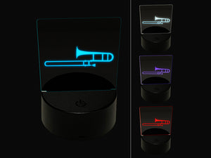 Trombone Music Instrument Silhouette 3D Illusion LED Night Light Sign Nightstand Desk Lamp