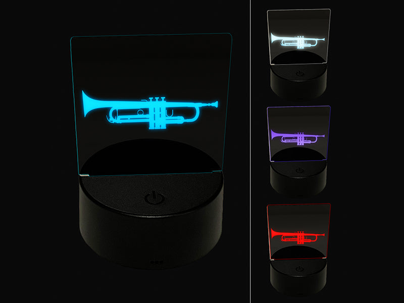 Trumpet Music Instrument Silhouette 3D Illusion LED Night Light Sign Nightstand Desk Lamp