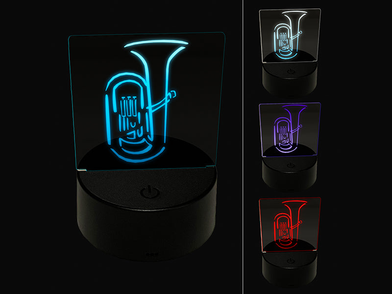 Tuba Music Instrument Sketch 3D Illusion LED Night Light Sign Nightstand Desk Lamp