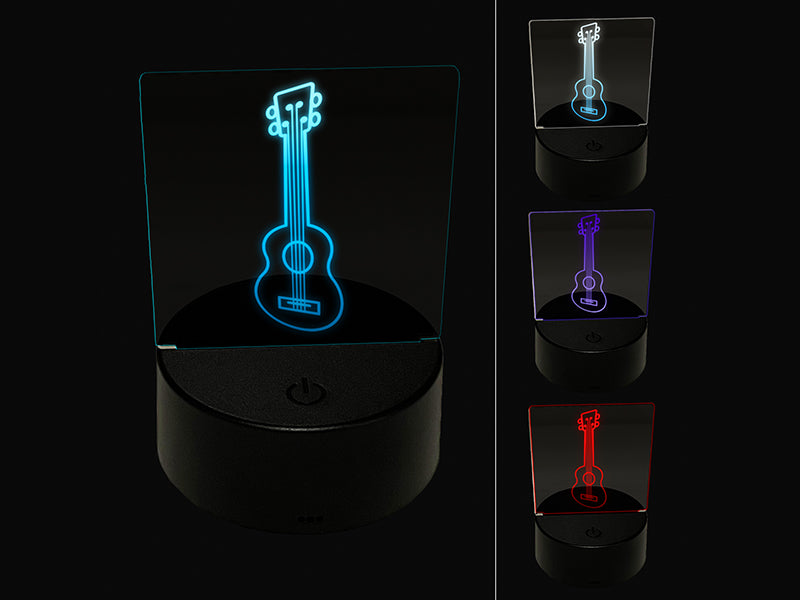 Ukulele Music Instrument Doodle 3D Illusion LED Night Light Sign Nightstand Desk Lamp